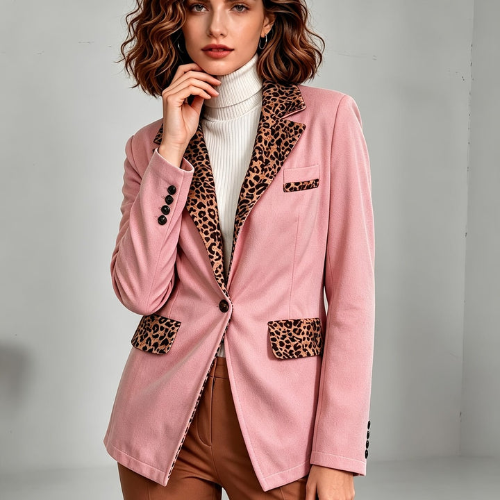 Clémentine | Blazer cintré en velours à détails léopard