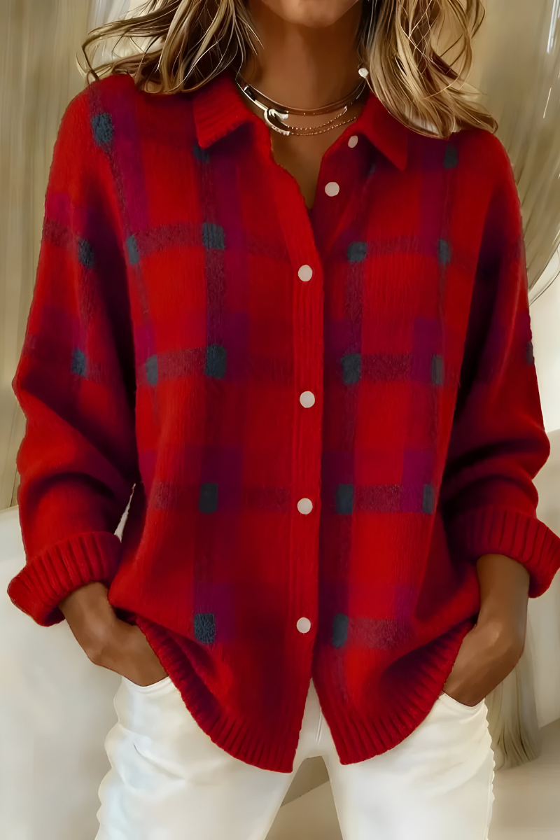 Sixtine | Veste en maille à carreaux