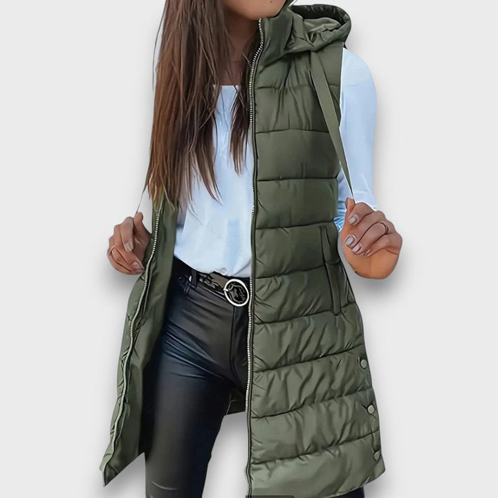Valériane | Gilet matelassé sans manches à capuche