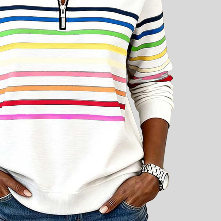 Capucine | Sweat zippé à rayures multicolores