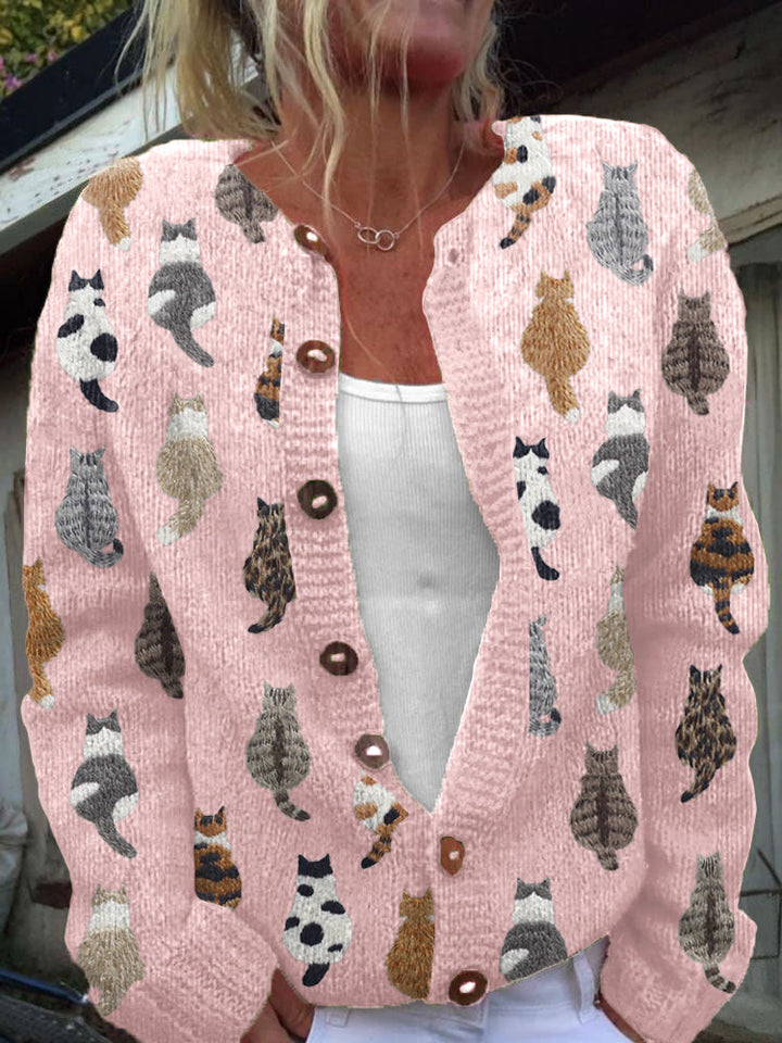 Laurette | Gilet douillet à imprimé chats