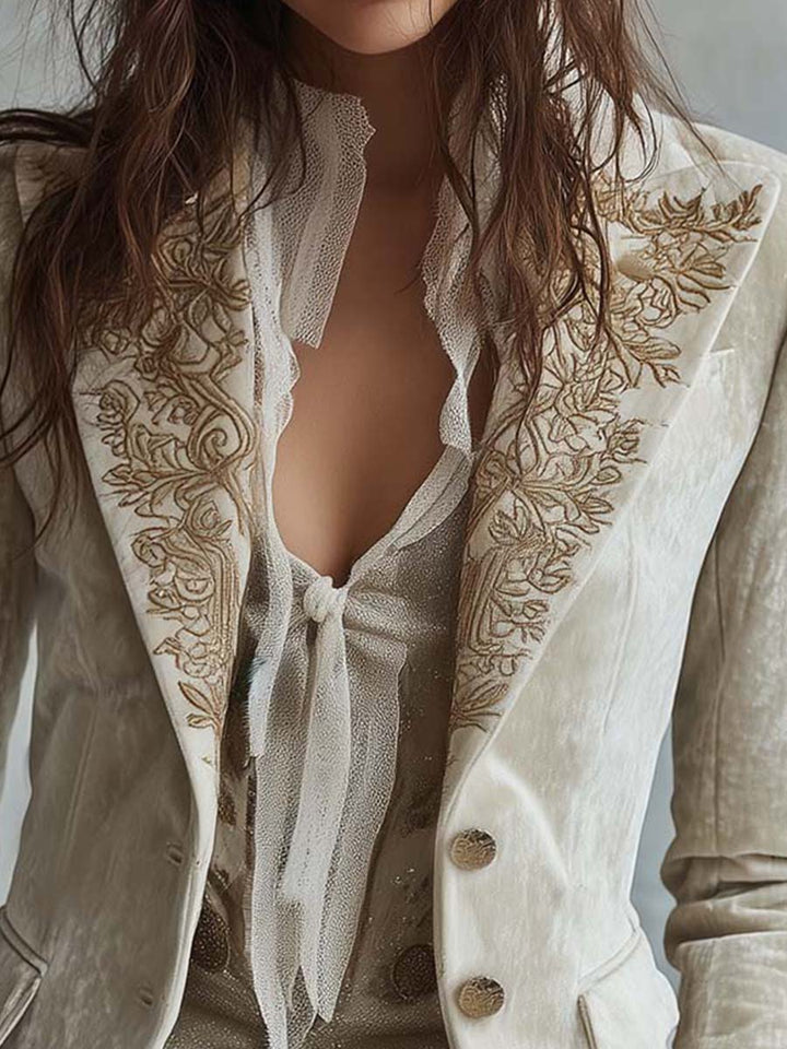 Joséphine | Blazer Ivoire Brodé Tailleur
