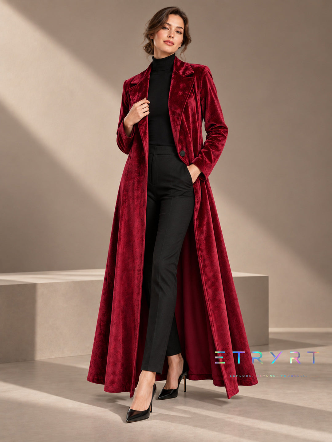 Beatrice | Manteau long ouvert en velours