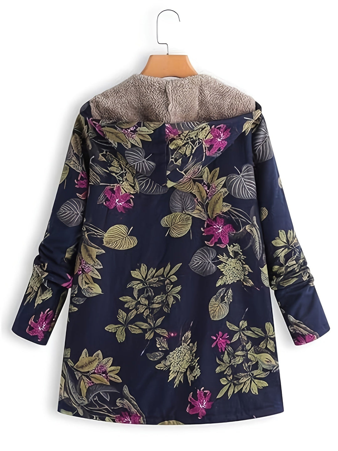 Clara | Manteau à capuche imprimé floral doublé polaire