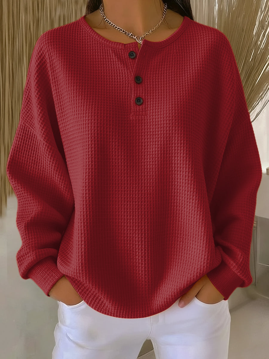 Romy | Sweat Henley gaufré