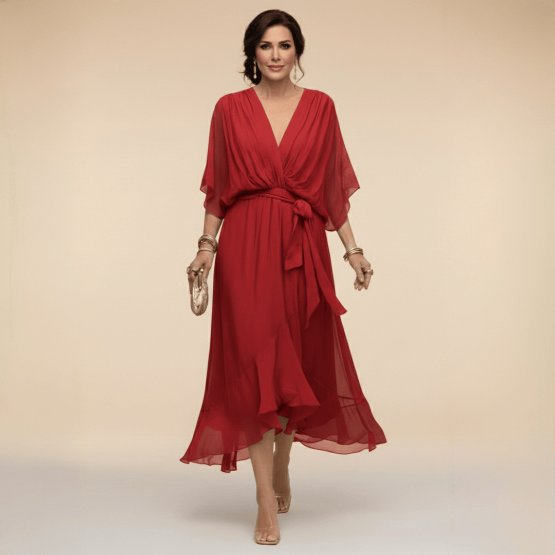 Bénédicte | Robe en chiffon à décolleté en V