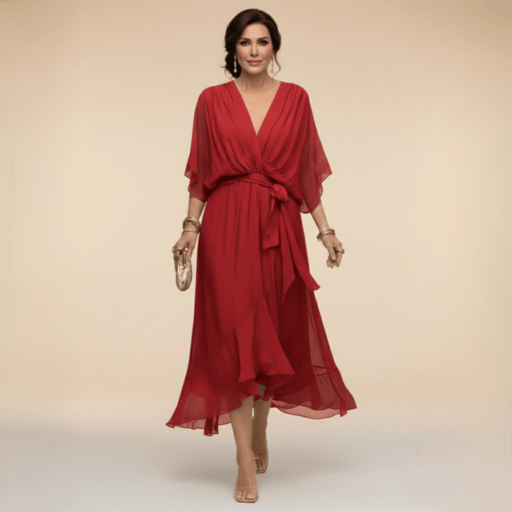 Bénédicte | Robe en chiffon à décolleté en V