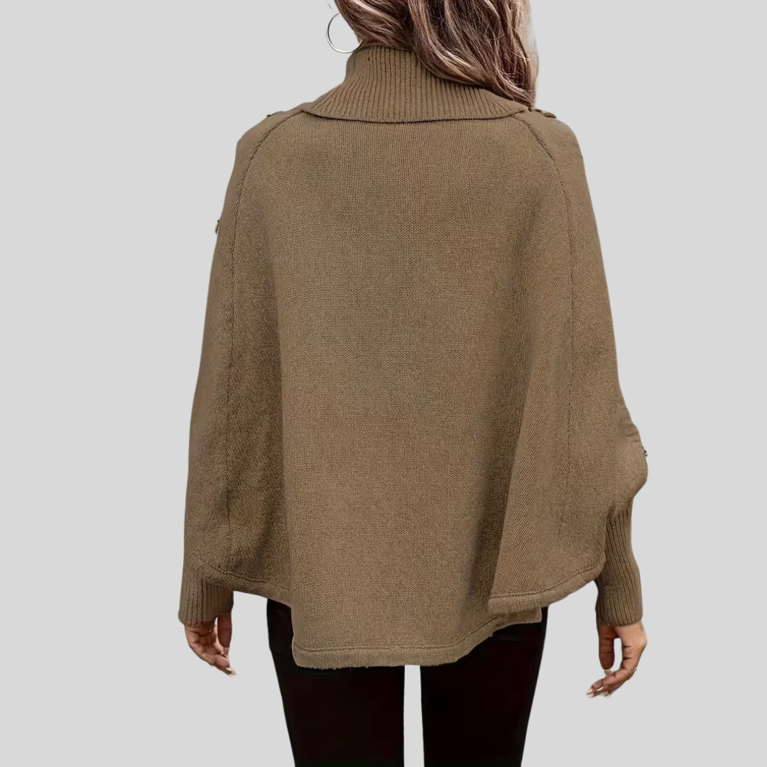 Léa | Poncho col roulé torsadé