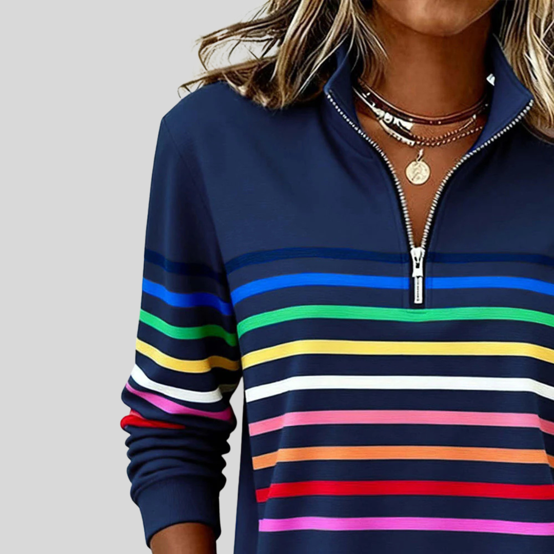 Armance | Sweat rayé à col zippé