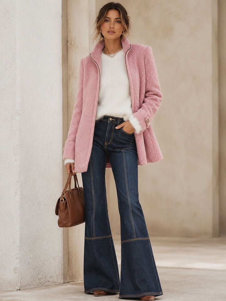 Sidonie | Veste polaire rose vintage zippée