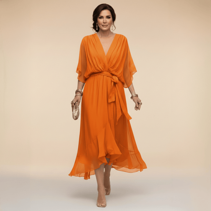 Bénédicte | Robe en chiffon à décolleté en V