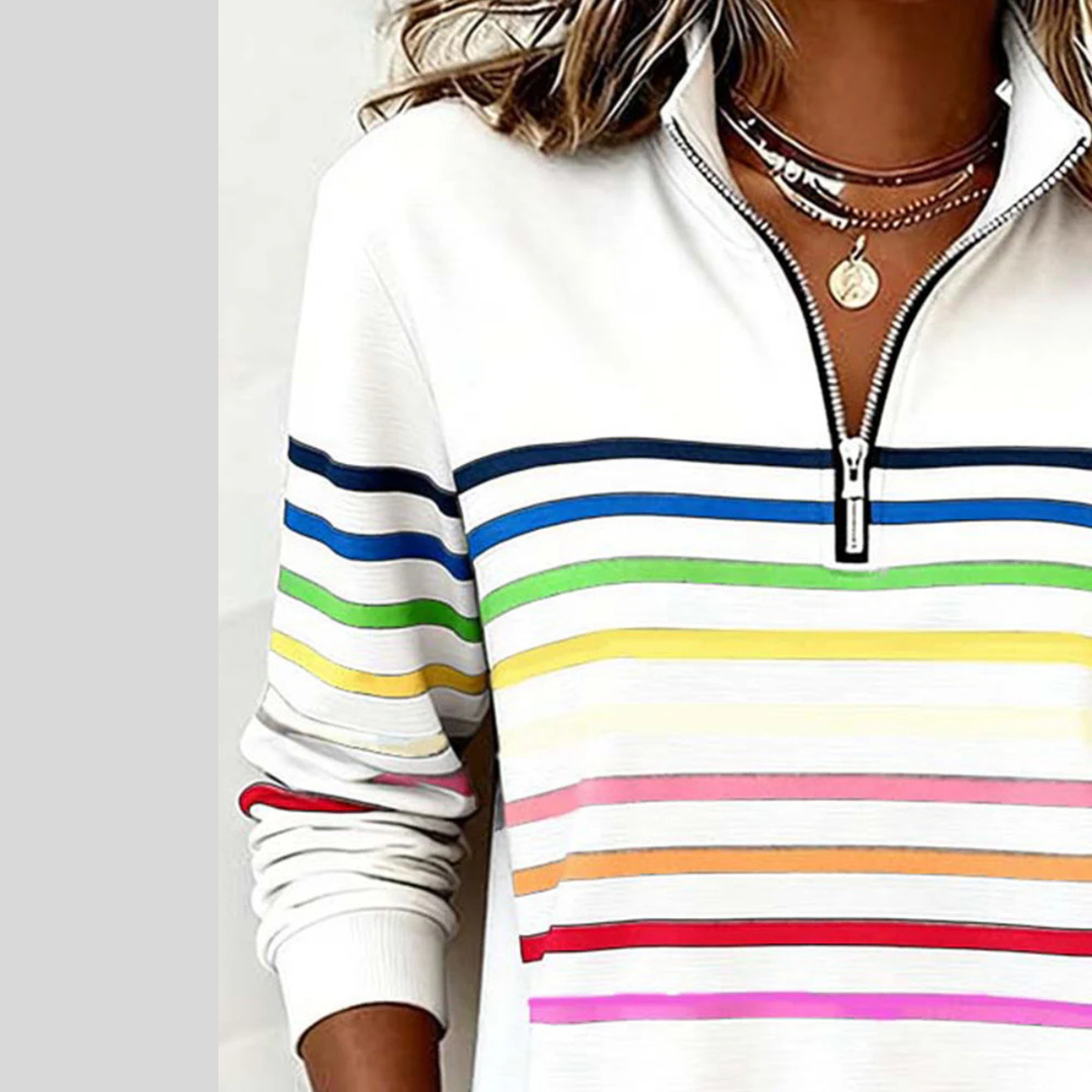 Capucine | Sweat zippé à rayures multicolores