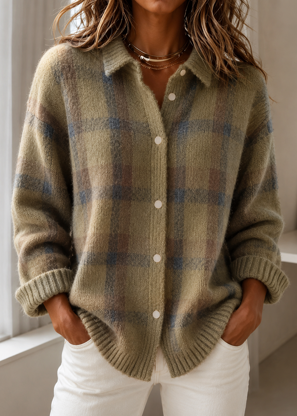 Dana | Gilet en maille à carreaux