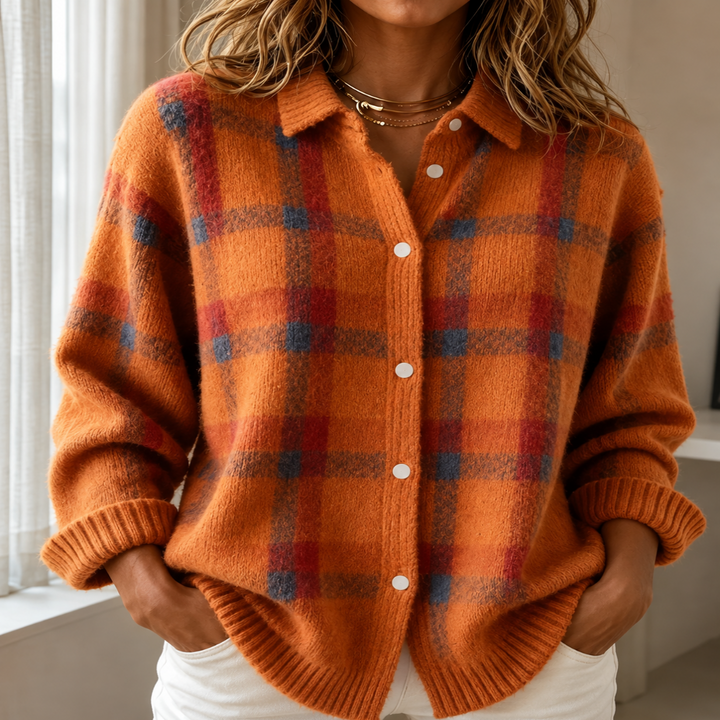 Dana | Gilet en maille à carreaux