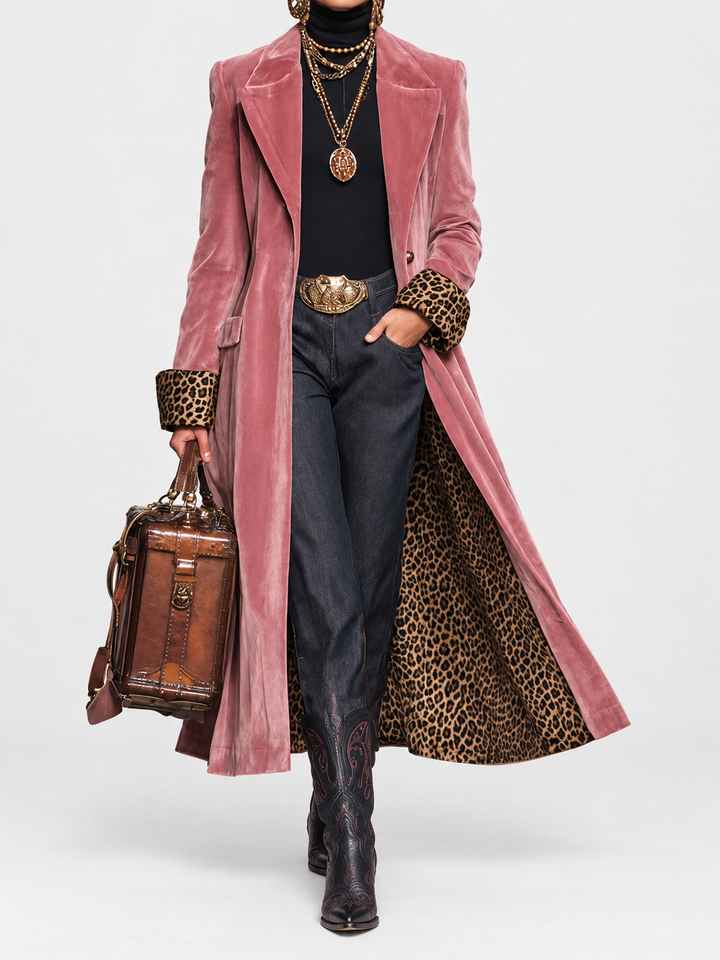 Aliénor | Manteau long en velours coupe tailleur