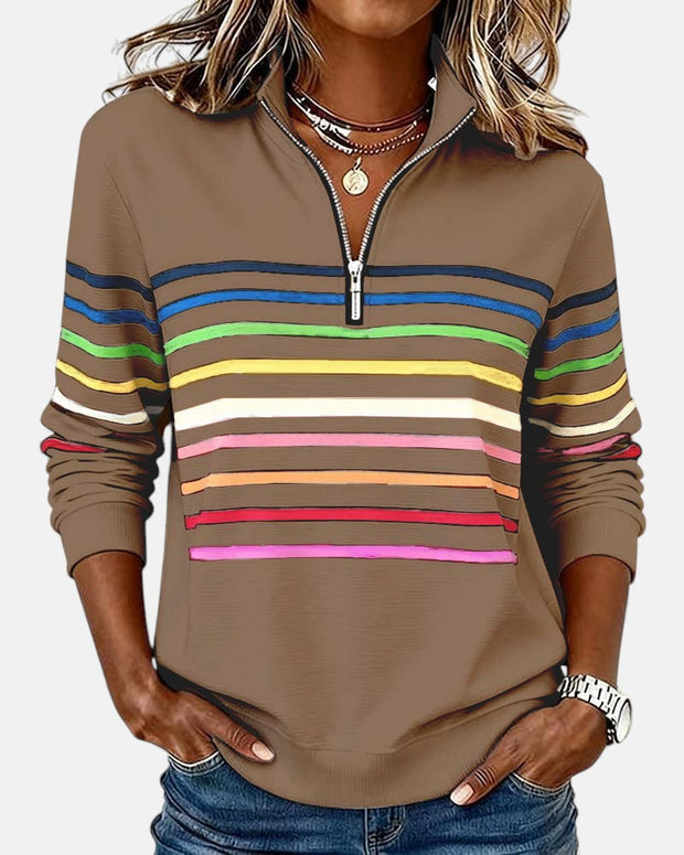 Capucine | Sweat zippé à rayures multicolores