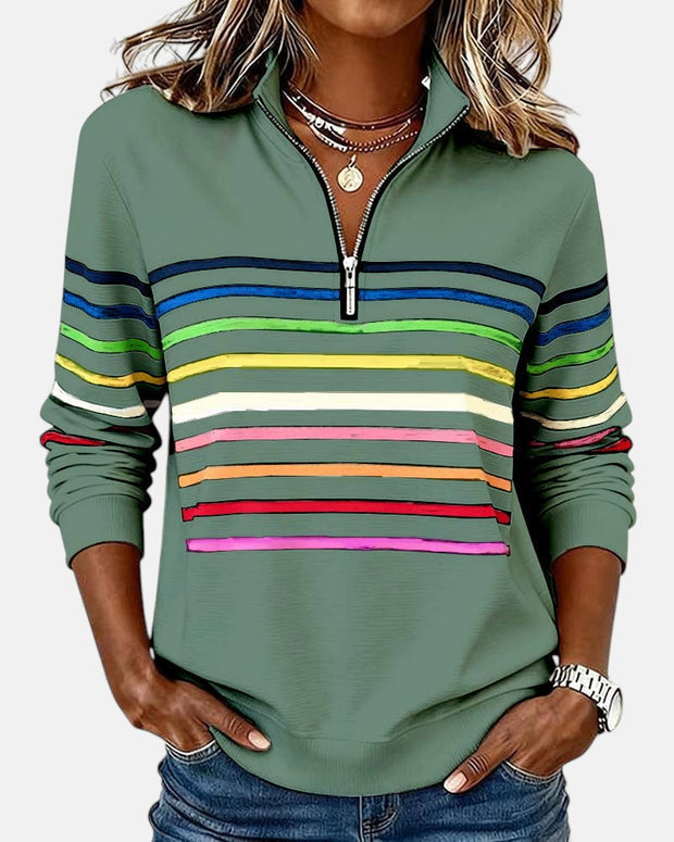 Capucine | Sweat zippé à rayures multicolores