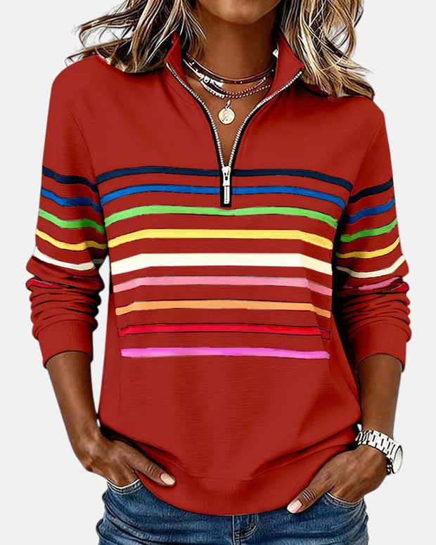 Capucine | Sweat zippé à rayures multicolores