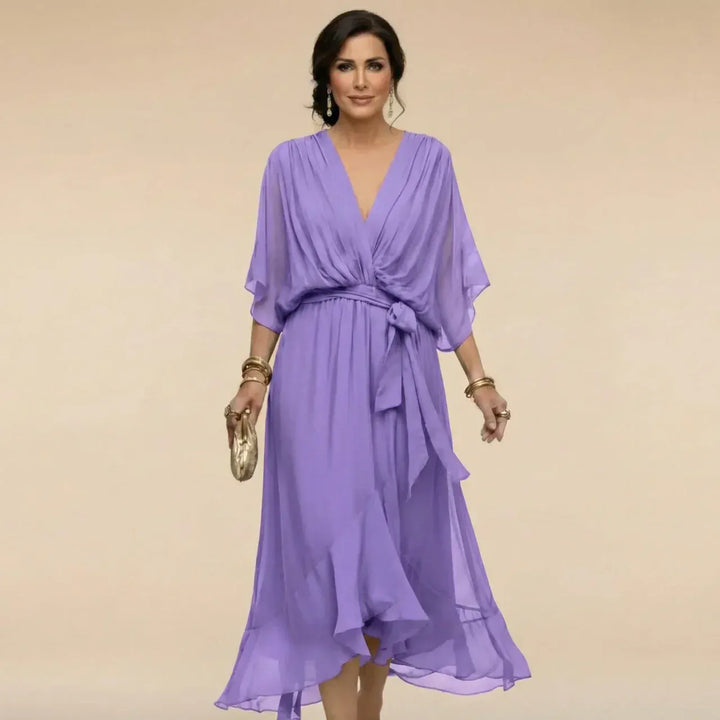 Bénédicte | Robe en chiffon à décolleté en V
