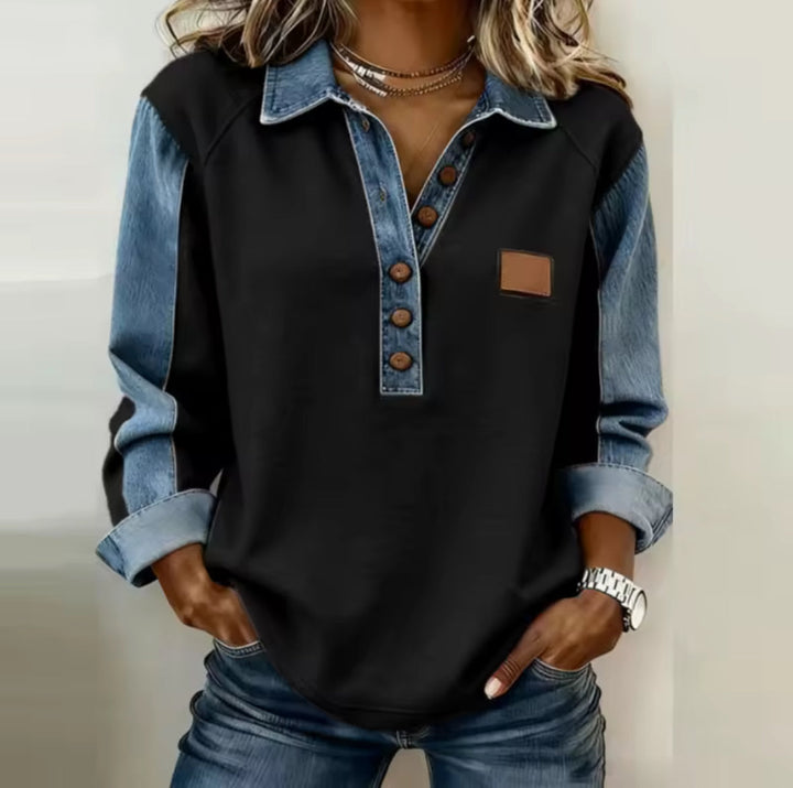 Colombine | Pull bicolore à col chemise
