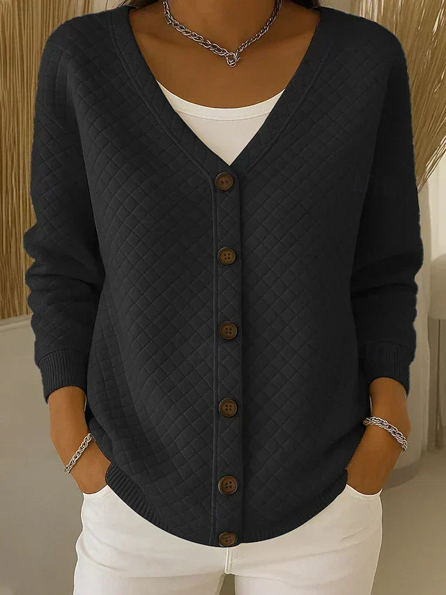 Pervenche | Veste matelassée en maille à boutons
