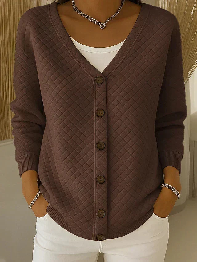 Pervenche | Veste matelassée en maille à boutons