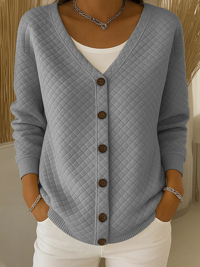 Pervenche | Veste matelassée en maille à boutons