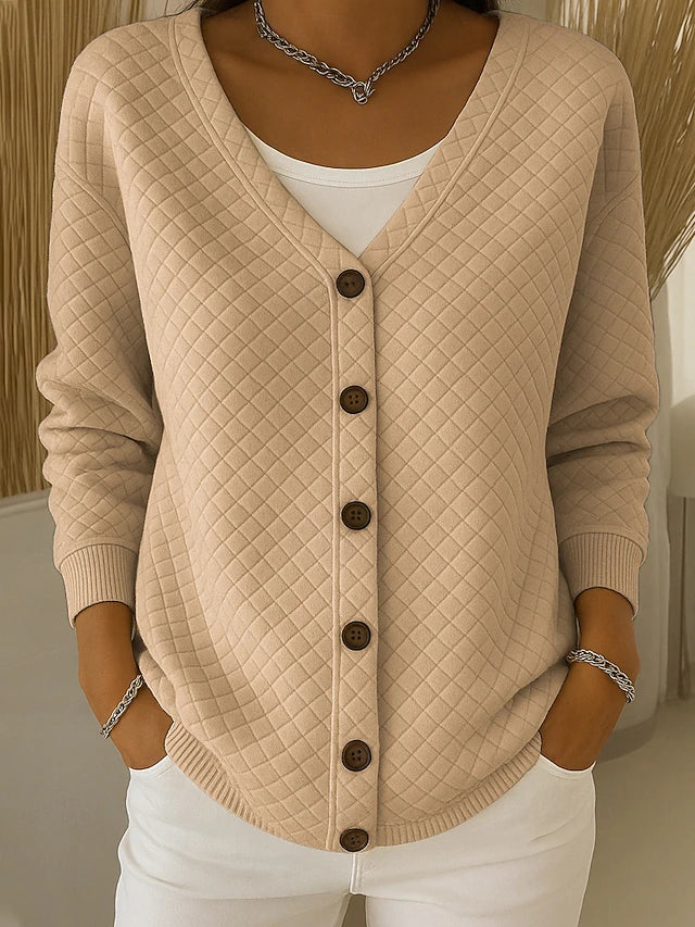 Pervenche | Veste matelassée en maille à boutons