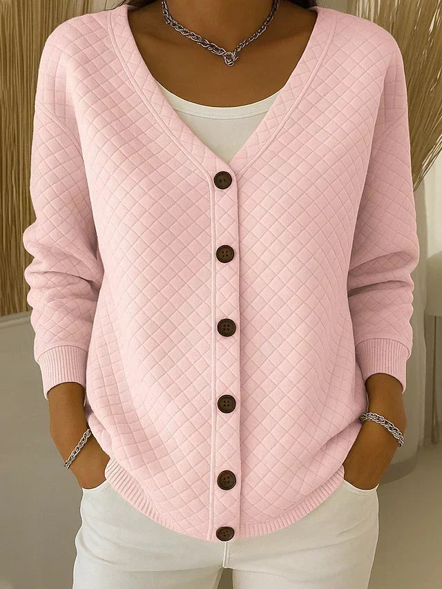 Pervenche | Veste matelassée en maille à boutons