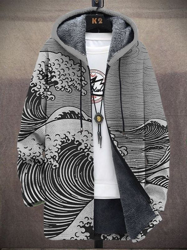 Marie-Noëlle | Manteau à capuche motif vague