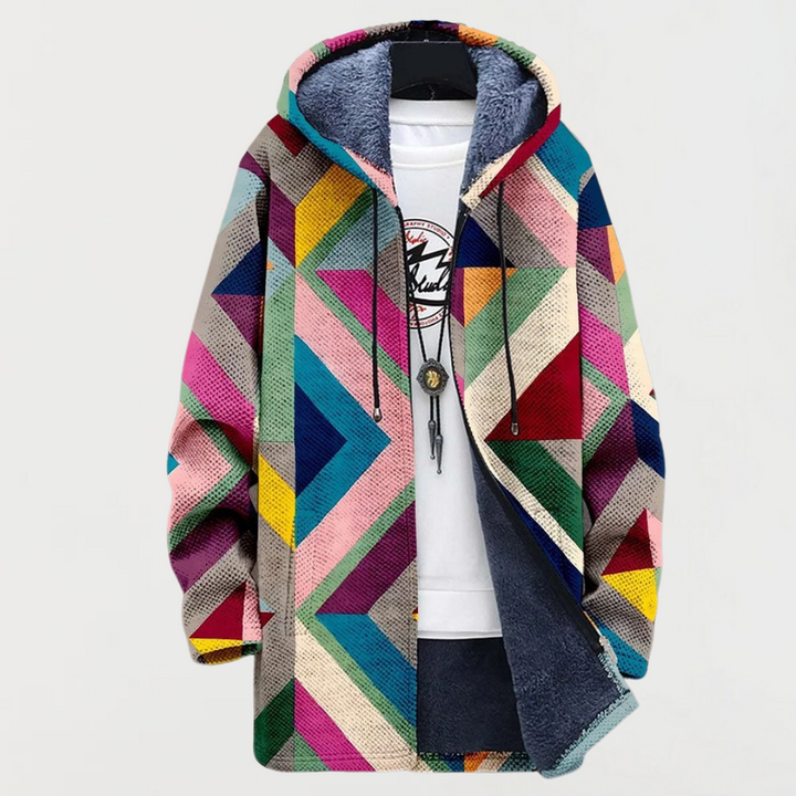 Marlow | Manteau à capuche motif géométrique