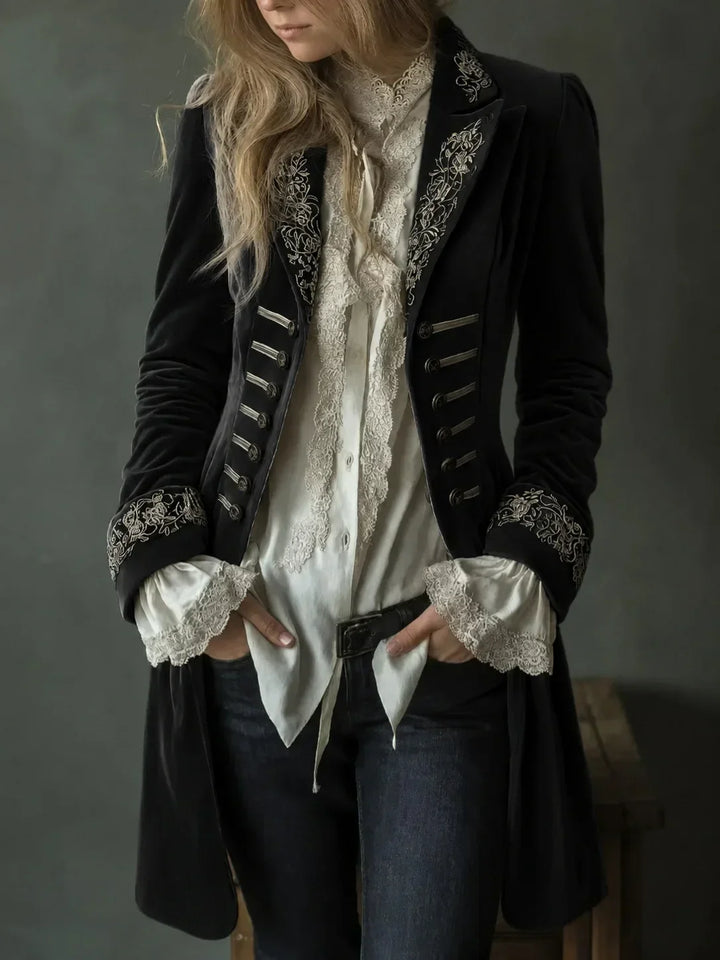 Philomena | Veste longue en velours brodé