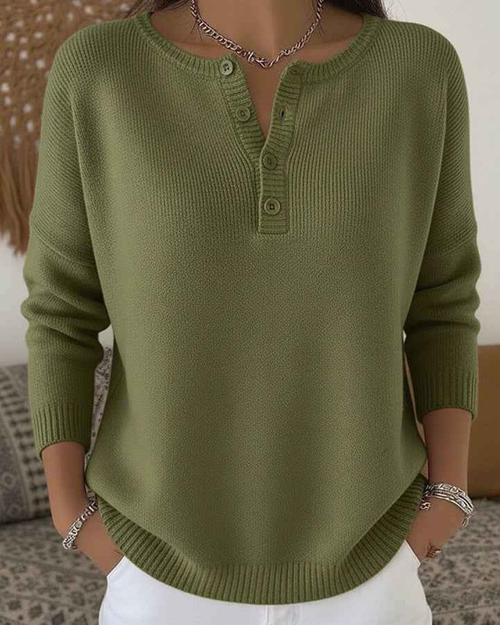 Léopoldine | Pull en maille à boutons style Henley