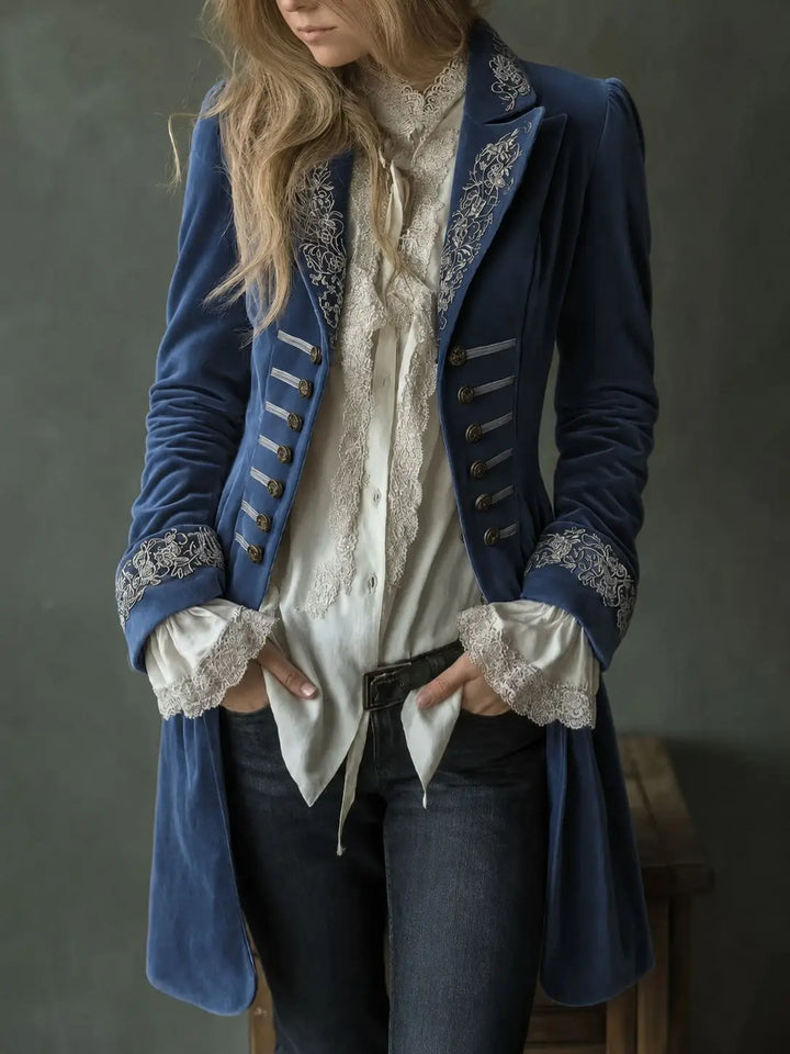 Philomena | Veste longue en velours brodé