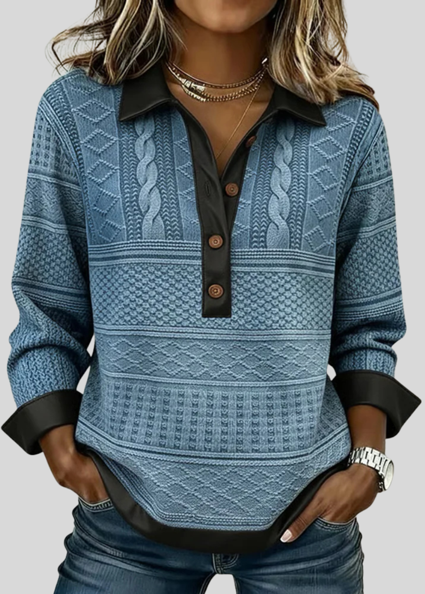 Vivian | Sweat-shirt avec col et patte de boutonnage