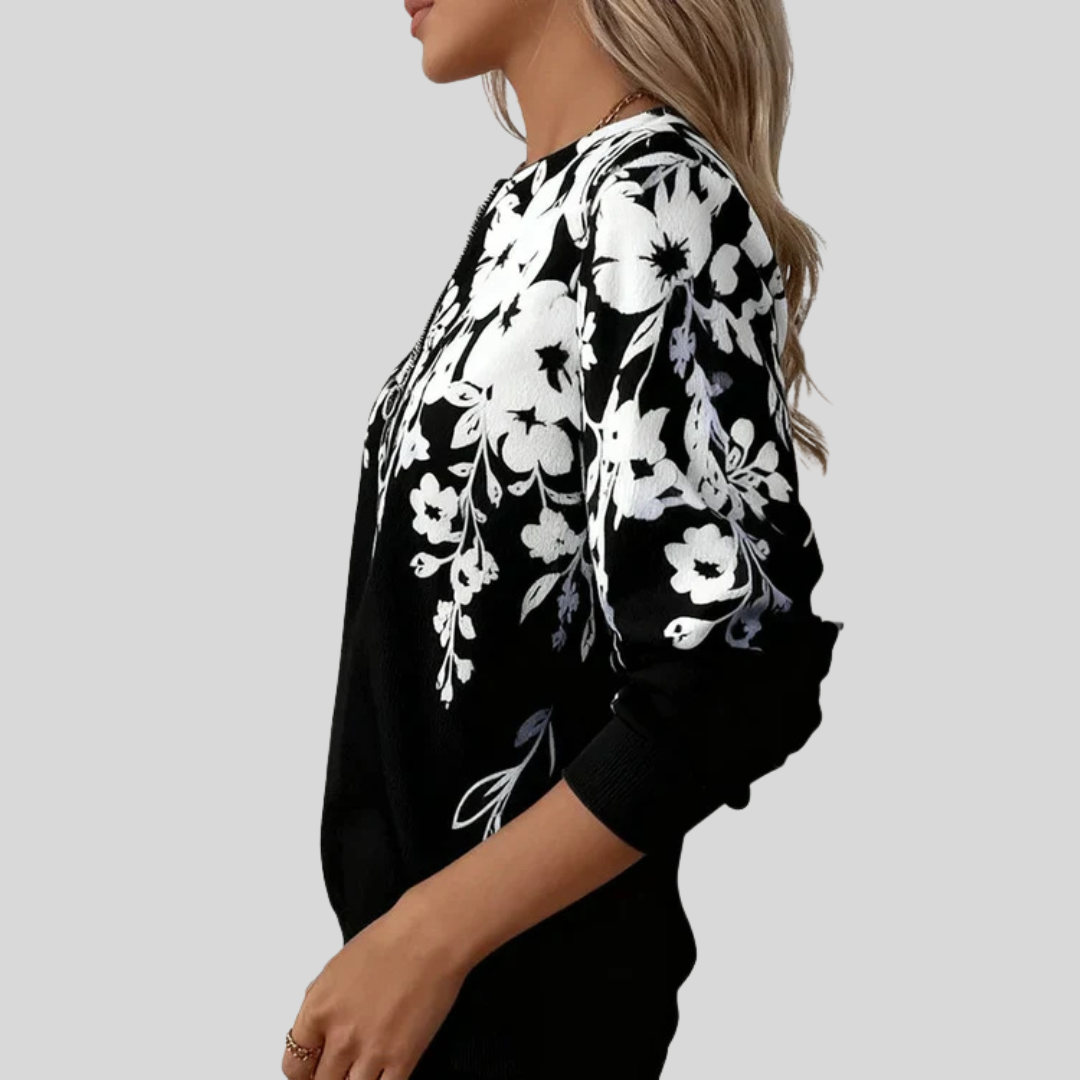 Annette | Sweat à fleurs et col zippé