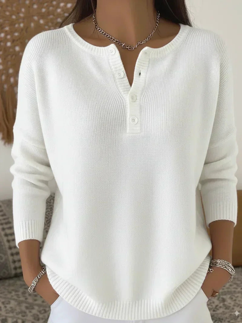 Léopoldine | Pull en maille à boutons style Henley