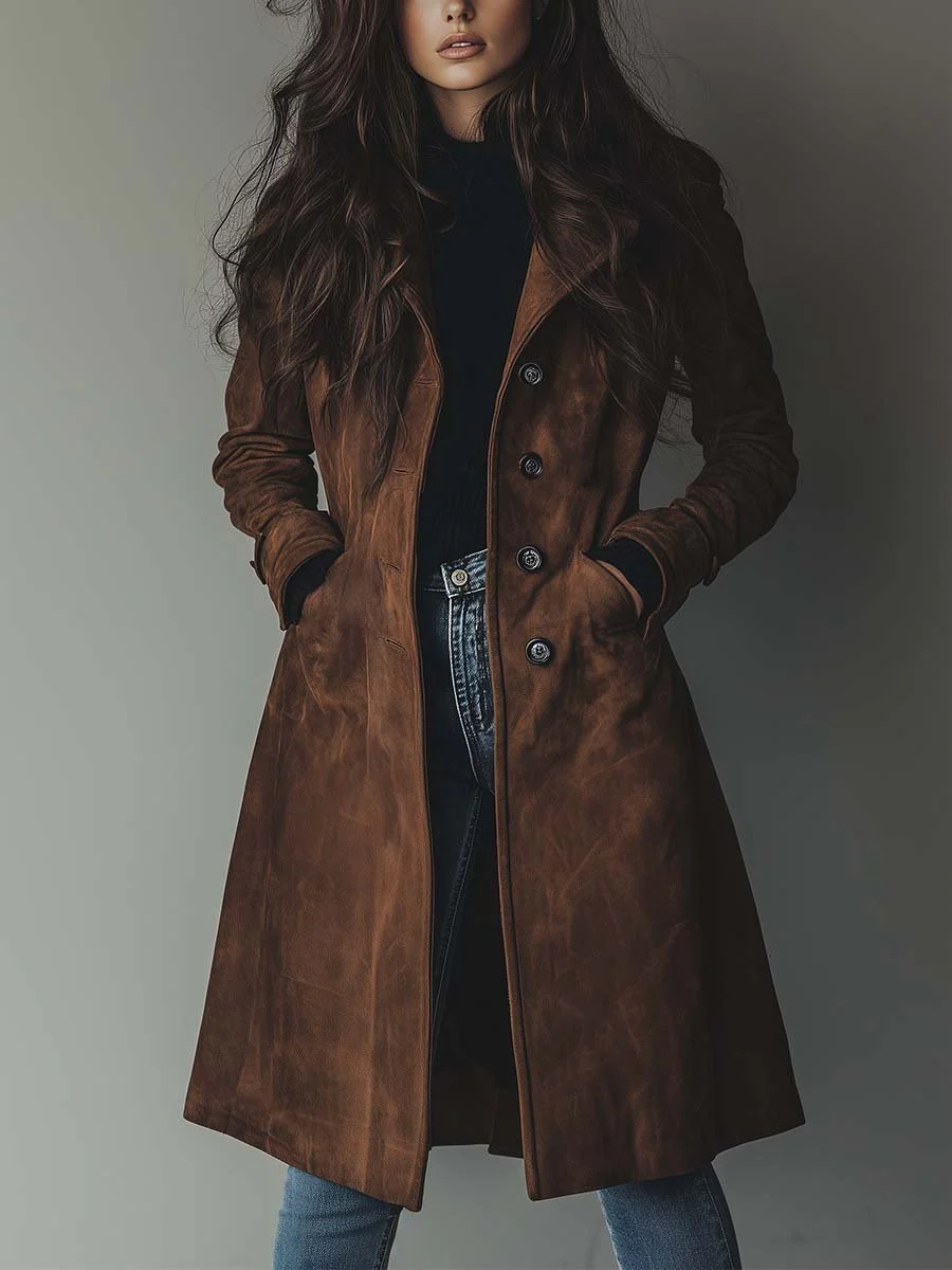 Gilberte | Trench Vintage en Daim
