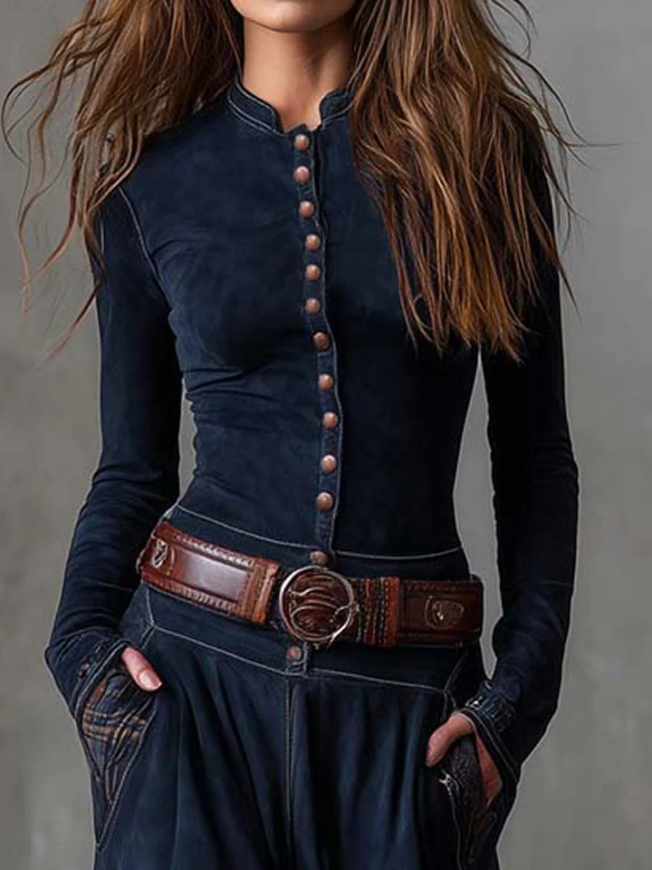 Sabine | Robe maxi en daim avec ceinture