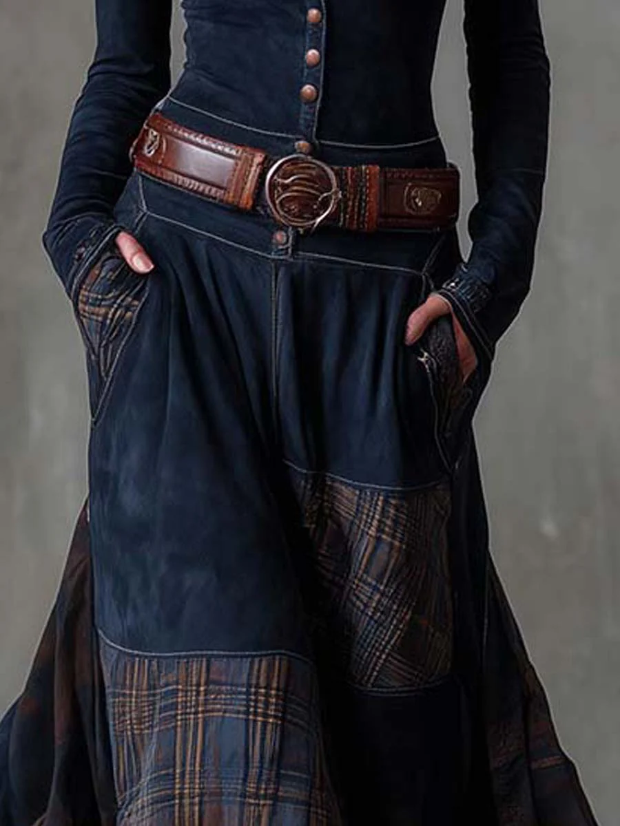 Sabine | Robe maxi en daim avec ceinture