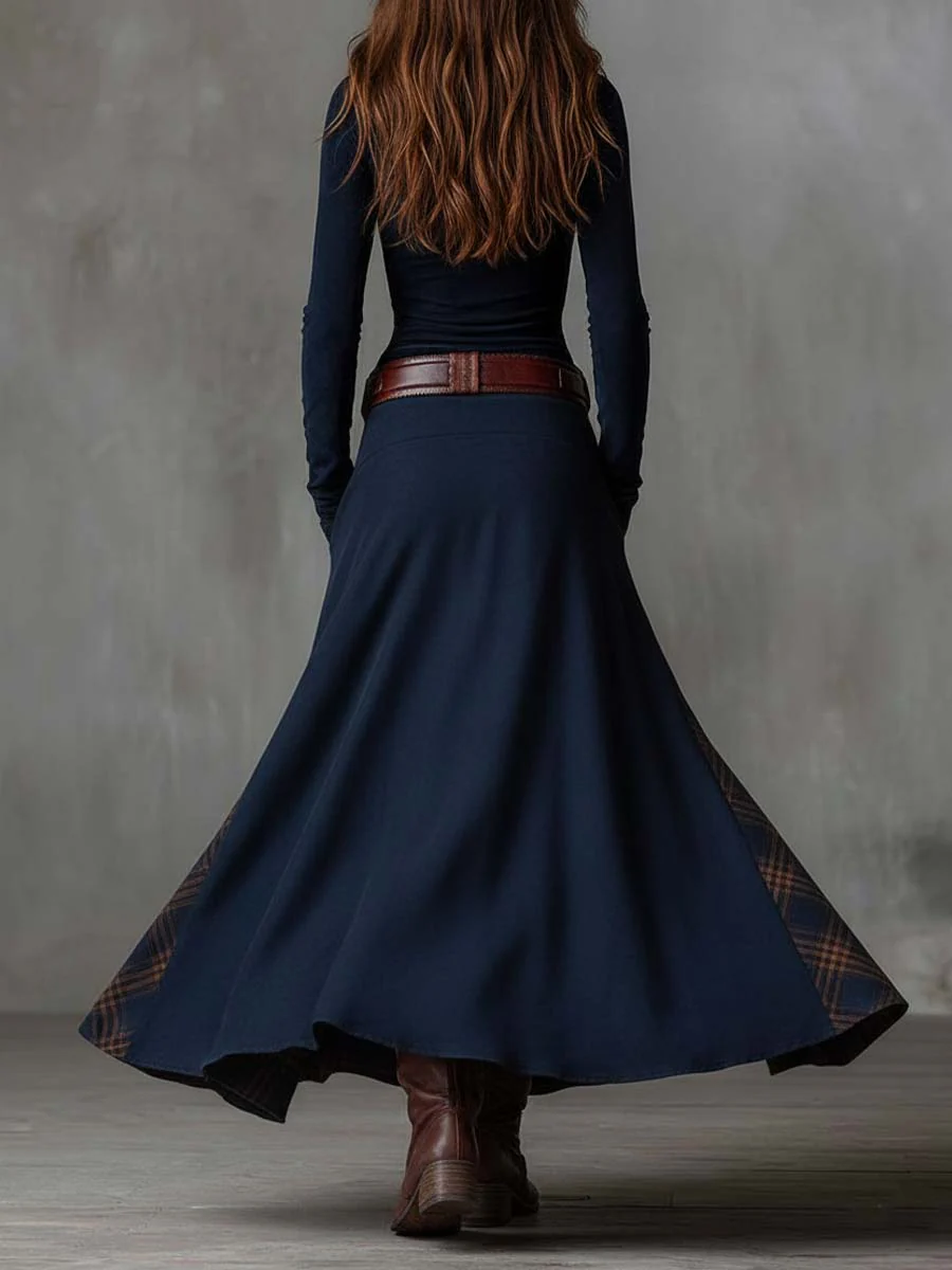 Sabine | Robe maxi en daim avec ceinture