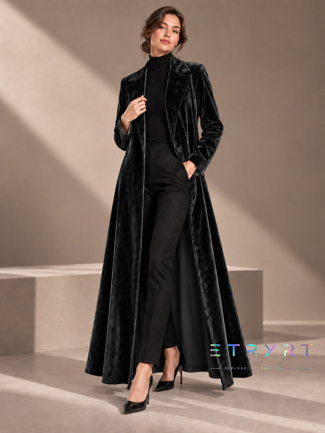 Bérénice | Manteau long en velours ouvert
