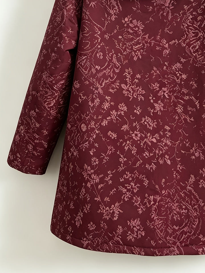 Lydia | Manteau à capuche fleuri doublé polaire