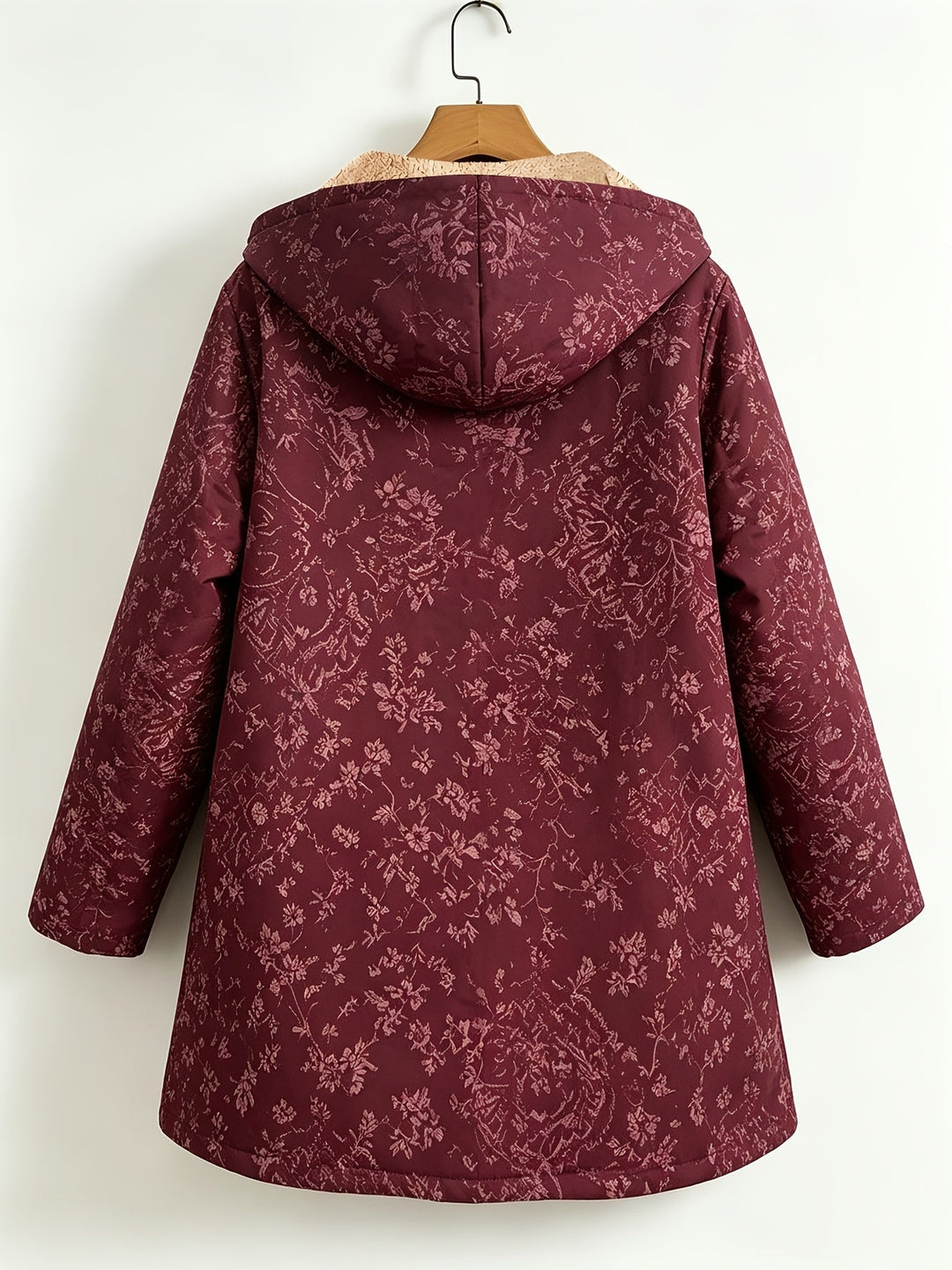 Lydia | Manteau à capuche fleuri doublé polaire
