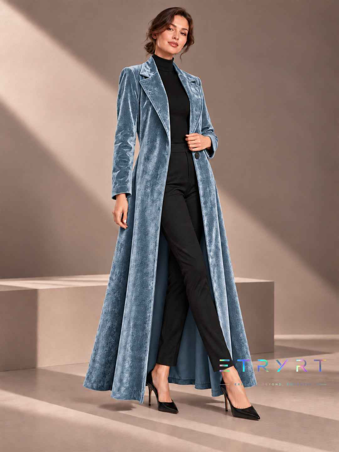Bérénice | Manteau long en velours ouvert