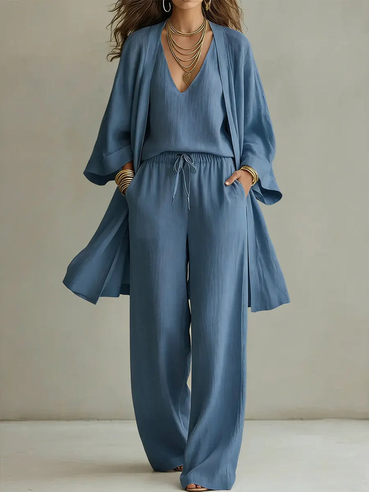 Augustine | Ensemble homewear 3 pièces en lin décontracté