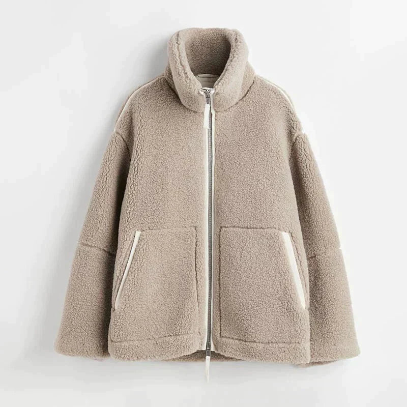 Silvia | Veste teddy oversize à col montant