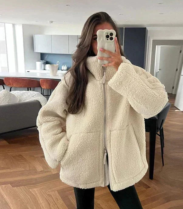 Silvia | Veste teddy oversize à col montant