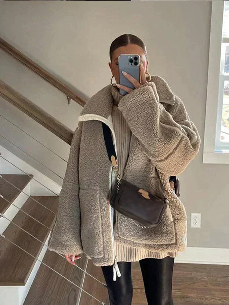 Silvia | Veste teddy oversize à col montant