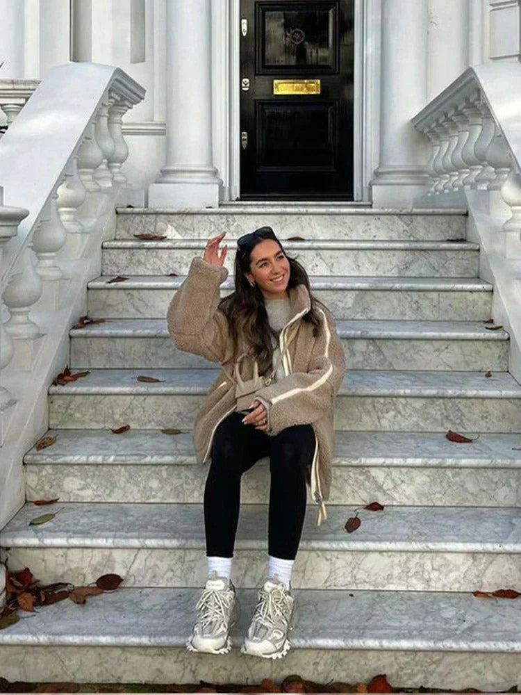 Silvia | Veste teddy oversize à col montant